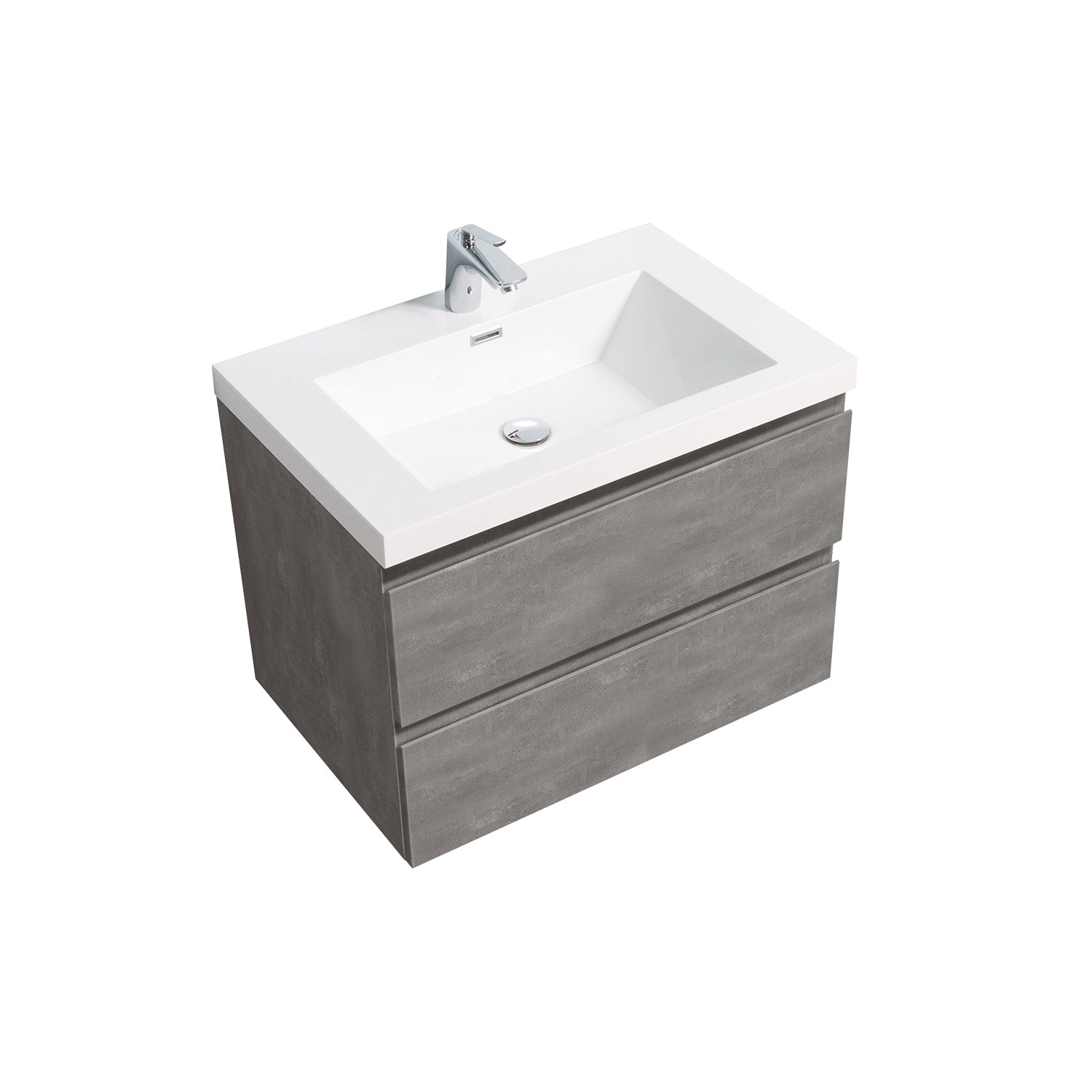Sinber 30" Wall Mounted Small Single Rectangular Sink Bathroom Vanity Cabinet with White Acrylic Countertop 2 Drawers, Compact and Elegant with Sleek Design for Modern Bathrooms